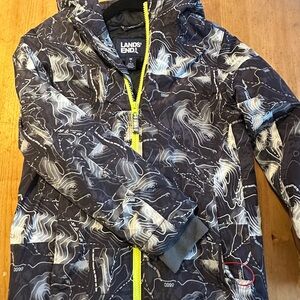 Lands' End Boys Black and Gray Winter Coat w/ Yellow Zipper. great condition!